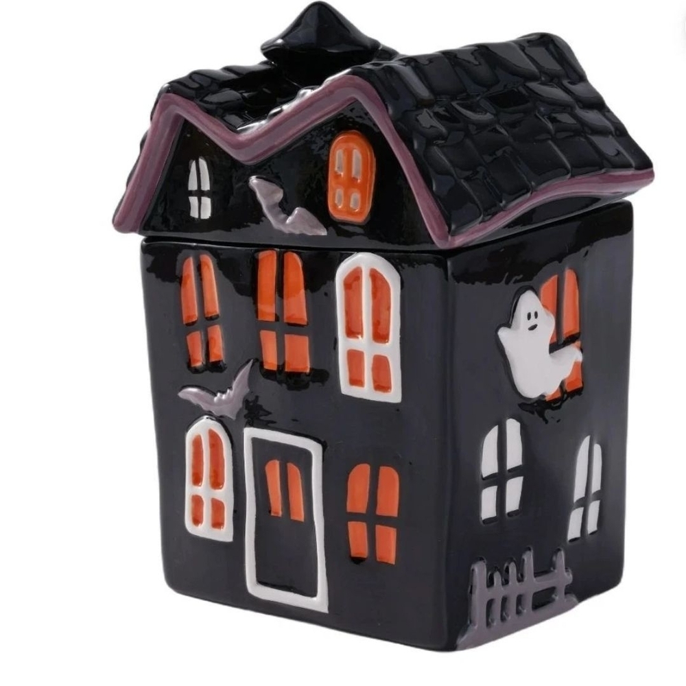 Way to Celebrate Halloween Ceramic Haunted House Treat Jar, Food Storage